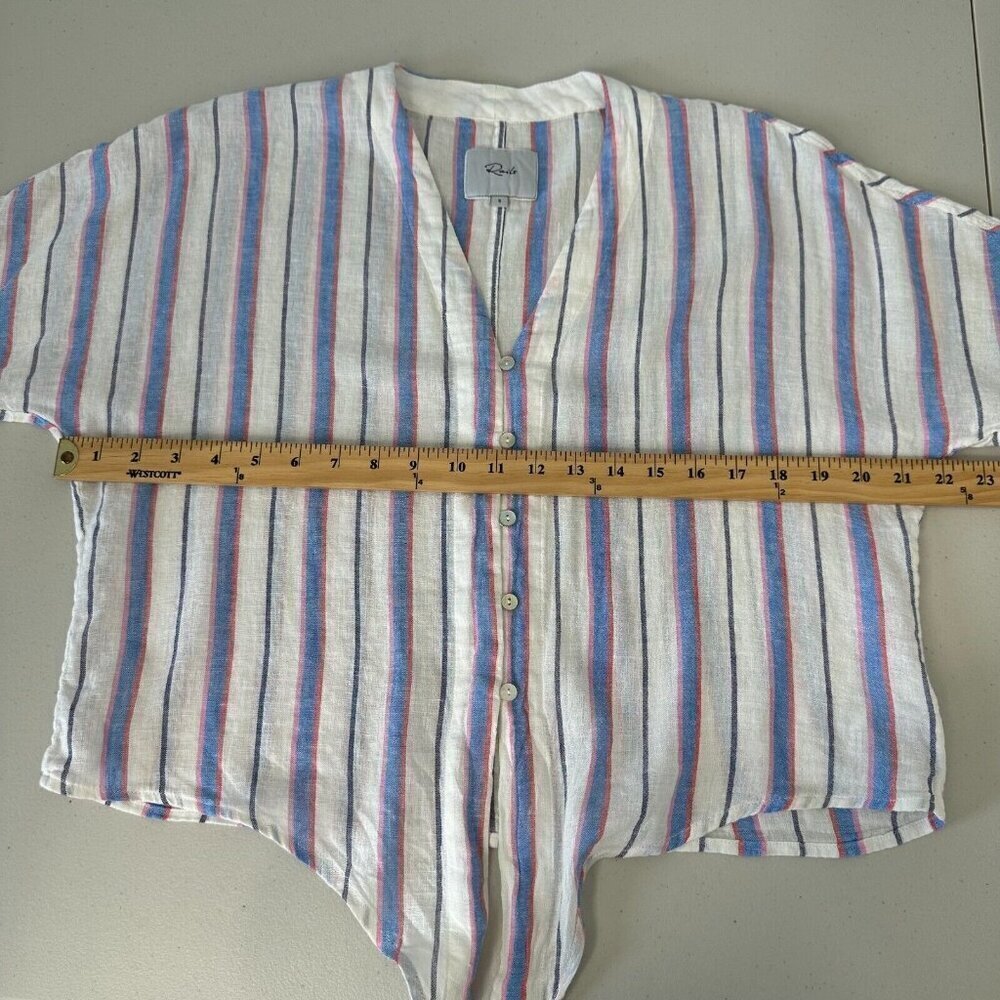Rails Thea Tahiti Stripe Shirt Size S Cropped‎ Tie Front - Picture 3 of 12